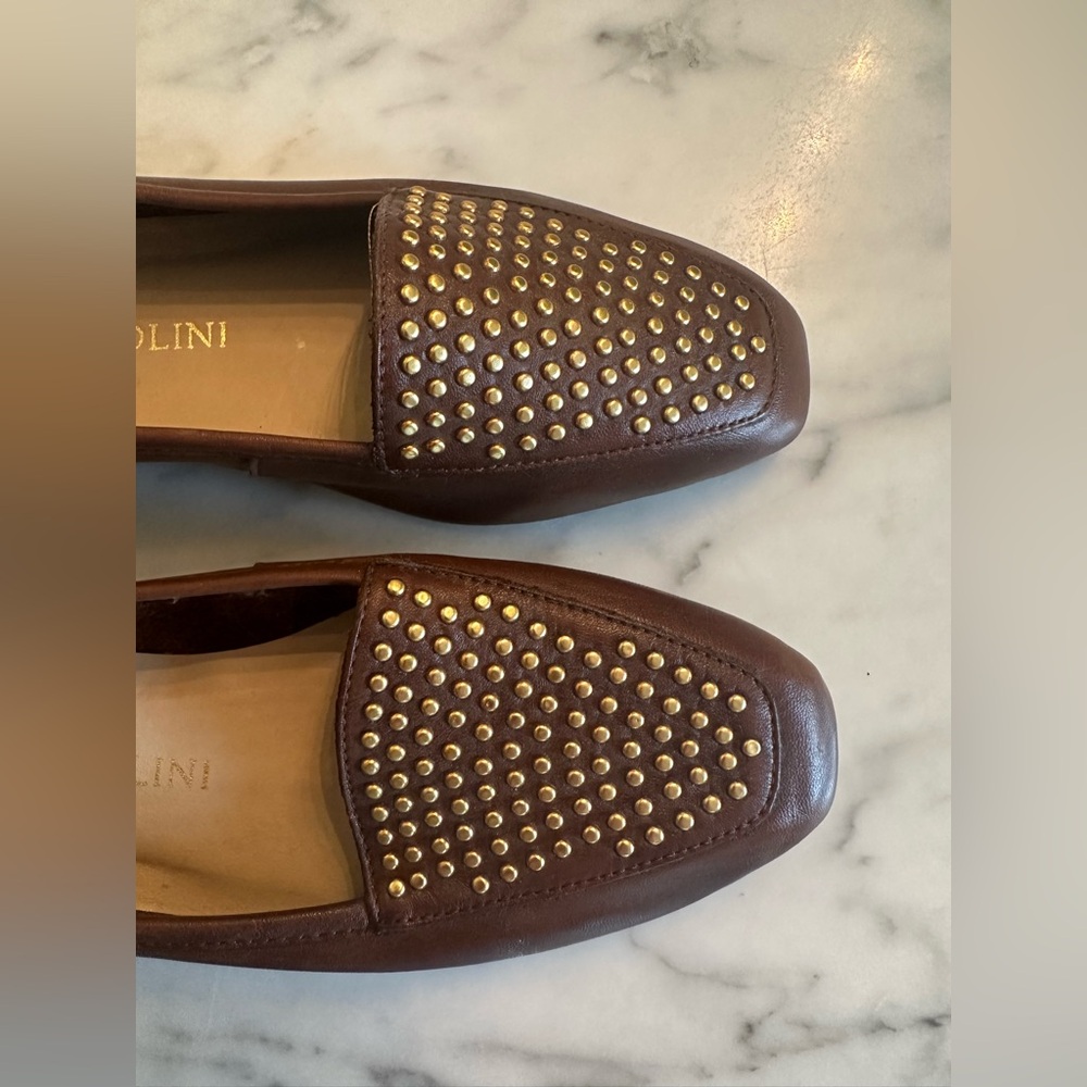 Tan Leather STUDDED LOAFERS by ENZO ANGIOLINI - Women’s Size 6.5 M